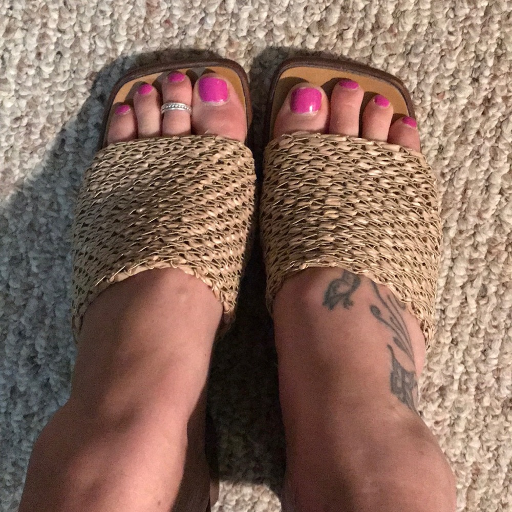 Brown sandals with a little wedge